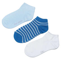 Weri Spezials Children's Sneaker Socks Blue Stripes Medium Blue ART.WERI-2872 of three high quality children's cotton sneaker socks