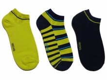 Weri Spezials Короткие Детские носки Abstract Stripes Navy and Kiwi ART.SW-1305 Комплект из трех пар высококачественных коротких детских носков из хлопка