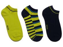 Weri Spezials Īsas Bērnu zeķes Abstract Stripes Navy and Kiwi ART.SW-1305 Trīs pāri īsas augstas kvalitātes kokvilnas bērnu zeķes