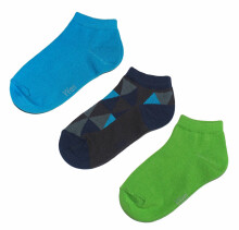 Weri Spezials Children's Sneaker Socks Harlequin Ink Blue and Kiwi ART.WERI-0680 of three high quality children's cotton sneaker socks