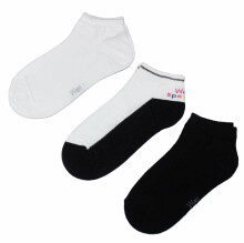 Weri Spezials Children's Sneaker Socks Duo Black and White ART.WERI-2569 of three high quality children's cotton sneaker socks