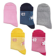Weri Spezials Children's Socks Flowers and Stripes Multicolor ART.WERI-4305 Pack of five high quality children's cotton socks