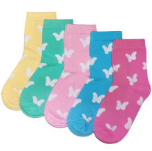 Weri Spezials Children's Socks White Butterflies Multicolor ART.WERI-4667 Pack of five high quality children's cotton socks