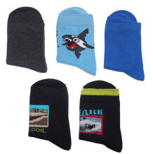 Weri Spezials Bērnu zeķes Shark Medium Blue ART.WERI-3968 Pieci pāri augstas kvalitātes kokvilnas bērnu zeķes