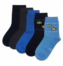 Weri Spezials Детские носки Happy Fish Cornflower Blue ART.WERI-3984 Комплект из пяти пар высококачественных детских носков из хлопка