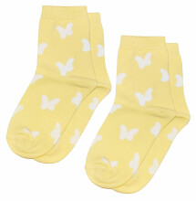 Weri Spezials Children's Socks White Butterflies Vanilla ART.SW-1343 Pack of two high quality children's cotton socks