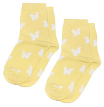 Weri Spezials Bērnu zeķes White Butterflies Vanilla ART.SW-1343 Divi pāri augstas kvalitātes kokvilnas bērnu zeķes