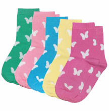 Weri Spezials Children's Socks White Butterflies Vanilla ART.SW-1343 Pack of two high quality children's cotton socks
