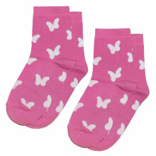 Weri Spezials Bērnu zeķes White Butterflies Pink ART.SW-1353 Divi pāri augstas kvalitātes kokvilnas bērnu zeķes
