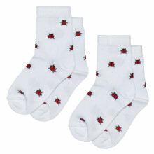 Weri Spezials Детские носки Ladybug White ART.WERI-1308 Комплект из двух пар высококачественных детских носков из хлопка