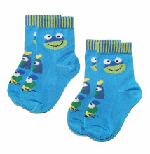 Weri Spezials Детские носки Frog and Friends Laguna Blue ART.WERI-0675 Комплект из двух пар высококачественных детских носков из мерсеризованного хлопка