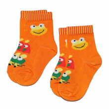 Weri Spezials Children's Socks Frog and Friends Orange ART.WERI-0687 Pack of two high quality children's mercerized cotton socks