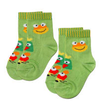 Weri Spezials Bērnu zeķes Frog and Friends Green ART.WERI-1028 Divi pāri augstas kvalitātes bērnu zeķes no merserizētas kokvilnas