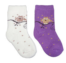 Weri Spezials Bērnu Plīša zeķes Owl Lilac ART.WERI-1541 Augstas kvalitātes kokvilnas plīša bērnu zeķes