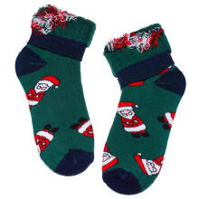 Weri Spezials Bērnu Plīša zeķes Christmas Dark Green ART.WERI-4376 Augstas kvalitātes kokvilnas plīša bērnu zeķes