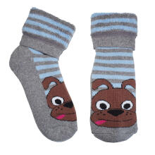 Weri Spezials Children's Plush Socks Charlie the Dog Grey ART.WERI-7104 High quality children's cotton plush socks