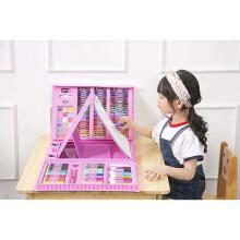 Ikonka Art.KX6032_1 Pink Plastmasas krāsošanas komplekts futrālī 208el.
