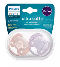 Philips Avent Ultra Soft Art.SCF091/09  Пустышка силиконовая 0-6м,(2 шт.)