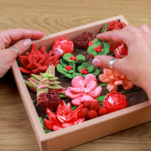Wood&Craft DIY Succulents Passion Art.ETC10011 Radošais komplekts Modelēšanas masas - 3D glezna 21x21cm