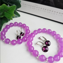 La bebe™ Jewelry Natural Stone Earrings Amethyst Auskari sudraba 925 ar 10 mm kristālu Amethyst