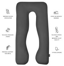 La Bebe™ Cushy Maternity Pillow Art.157194 Dark Grey Daudzfunkcionāls spilvens grūtniecēm (U Shaped), sintepona pildīšana, 155x80cm