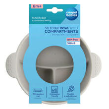 CANPOL BABIES silikona bļoda ar neslīdošu dibenu DOTS, 3 nodalījumiem, 360 ml, 51/403_grey