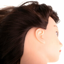 Ikonka Art.KX6961 Friziera mācību galva dabīgie mati brūni