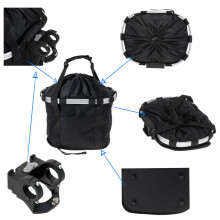 Ikonka Art.KX5088 Priekinis dviračių krepšelis dviračių krepšelis sulankstomas dangtelis spustelėkite juodą