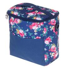 Ikonka Art.KX4985 Thermal bag for lunch beach picnic 11L navy blue with flowers