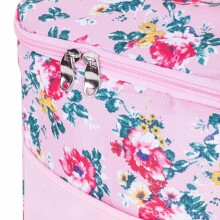 Ikonka Art.KX4985_1 Termo krepšys pietums paplūdimio iškylai 11L rožinės spalvos su gėlėmis