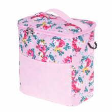 Ikonka Art.KX4985_1 Thermal bag for lunch beach picnic 11L pink with flowers