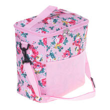 Ikonka Art.KX4985_1 Thermal bag for lunch beach picnic 11L pink with flowers