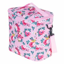 Ikonka Art.KX4985_1 Thermal bag for lunch beach picnic 11L pink with flowers