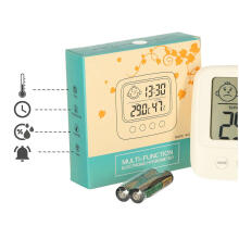Ikonka Art.KX4961 Hygrometer Clock Room thermometer Humidity meter LCD