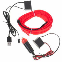 Ikonka Art.KX4955 LED aplinkos apšvietimas automobiliui / automobilio USB / 12V juosta 5 m raudona
