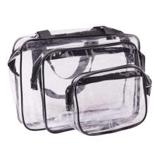 Ikonka Art.KX4838 Transparent cosmetic bag travel organiser for aeroplane 3 pieces