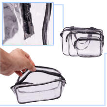 Ikonka Art.KX4838 Transparent cosmetic bag travel organiser for aeroplane 3 pieces