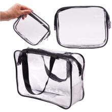 Ikonka Art.KX4838 Transparent cosmetic bag travel organiser for aeroplane 3 pieces