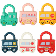 Ikonka Art.KX4615 Educational puzzle game car blocks padlocks sensory toy Montessori