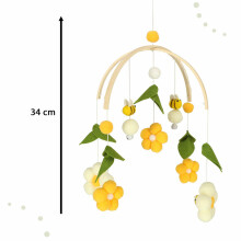 Ikonka Art.KX4590 Bērnu gultiņa karuselis plīša piekariņi ziedi dzelteni