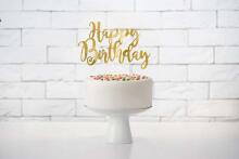 Ikonka Art.KX4564 Laimīgu dzimšanas dienu tortes papildinājums zelta krāsā 22,5cm