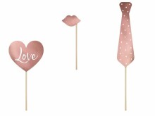 Ikonka Art.KX4563_1 Gadgets photo props for wedding white pink heart 12 items