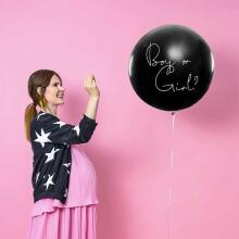 Ikonka Art.KX4557_1 Gender Reveal Balloon Boy or Girl pink confetti 100cm