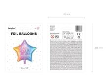Ikonka Art.KX4551_2 Laimīgu dzimšanas dienu zvaigzne folijas balons 40cm krāsains