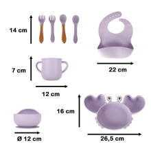 Ikonka Art.KX4526_1 Children's silicone utensils crab set of 9 pieces purple