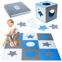 Ikonka Art.KX4506 Foam puzzle mat for children 180x180cm 9 pieces grey-blue