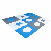 Ikonka Art.KX4506 Putų dėlionės kilimėlis vaikams 180x180cm 9 dalių pilkai mėlyna