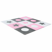 Ikonka Art.KX4506_1 Vahtmaterjalist puslematt lastele 180x180cm 9 tükki hall-roosa