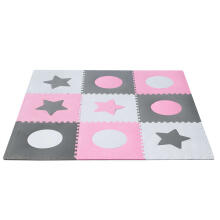 Ikonka Art.KX4506_1 Foam puzzle mat for children 180x180cm 9 pieces grey-pink