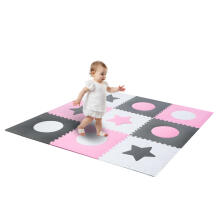 Ikonka Art.KX4506_1 Foam puzzle mat for children 180x180cm 9 pieces grey-pink